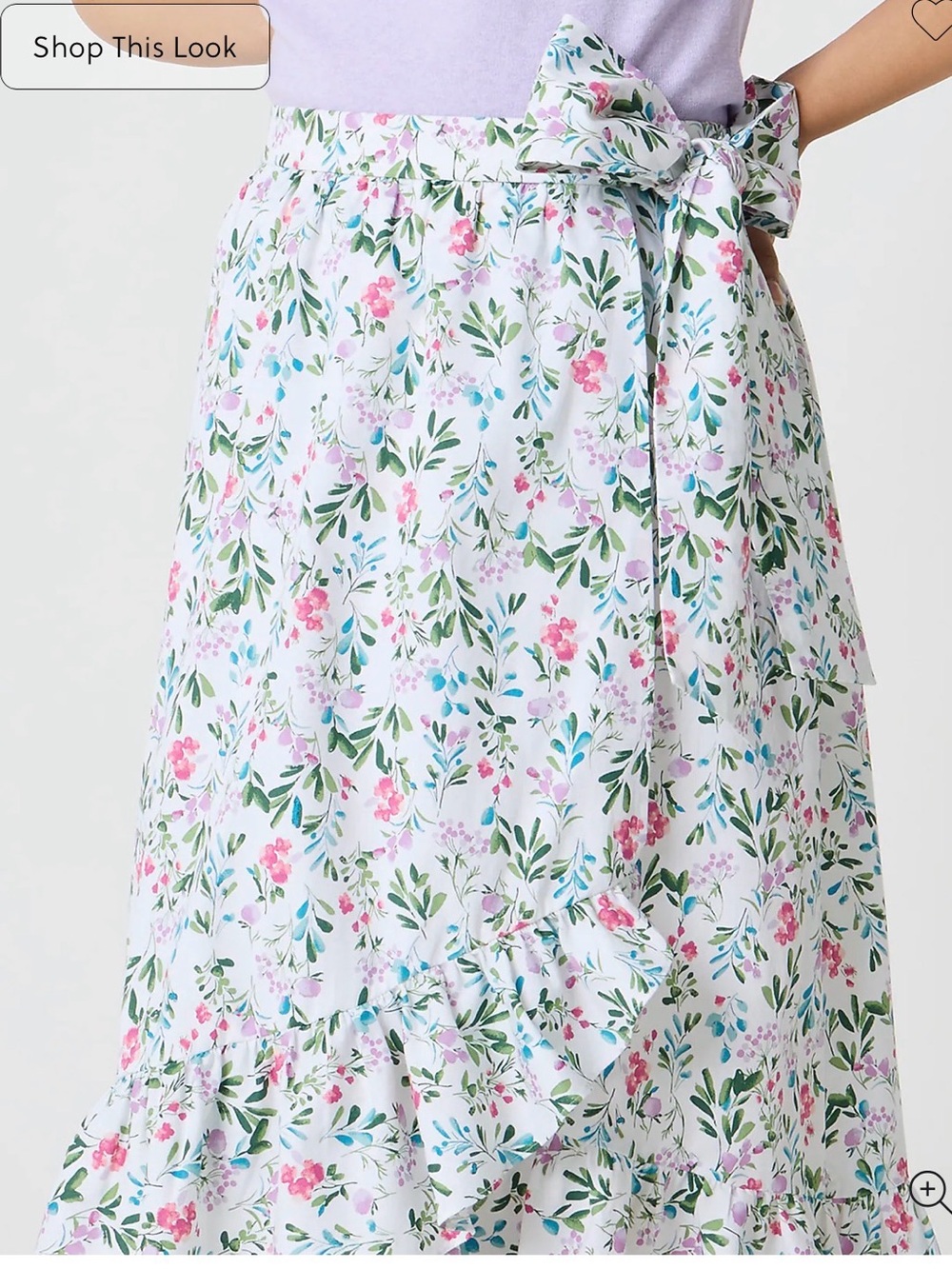 J. Crew White Floral Tie-Waist Midi Skirt